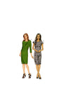 Vogue 8786 Loose Fitting Pullover Dress with Cap or Three Quarter Sleeves, Uncut, Factory Folded, Sewing Pattern Size 6-14