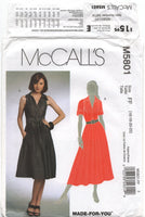 McCall's 5801 Sleeveless or Short Sleeve Shirtdress with Flared Skirt, Uncut, Factory Folded, Sewing Pattern Size 16-22