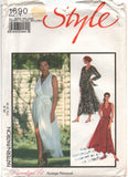 Style 1690 Long Sleeve or Sleeveless Wrap Dress with V-Neckine and Full Gathered Skirt, Uncut, Factory Folded Sewing Pattern Multi Size 8-18