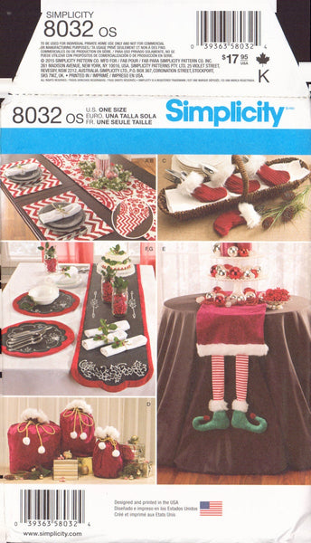 Simplicity 8032 Sewing Pattern, Entertaining Accessories, One Size, Uncut, Factory Folded