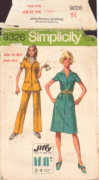 Simplicity 9326 Sewing Pattern, Dress or Tunic and Pants, Size 10, Cut, INCOMPLETE