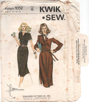 Kwik Sew 1051/52 Shirt Dress with Long or Short Sleeves, Uncut, Factory Folded Sewing Pattern Multi Size 6-12 or 14-20