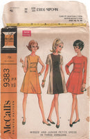 McCall's 9383 A-Line Dress with Panel Seaming and Sleeve Variations, Uncut, Factory Folded Sewing Pattern Size 12 Bust 34