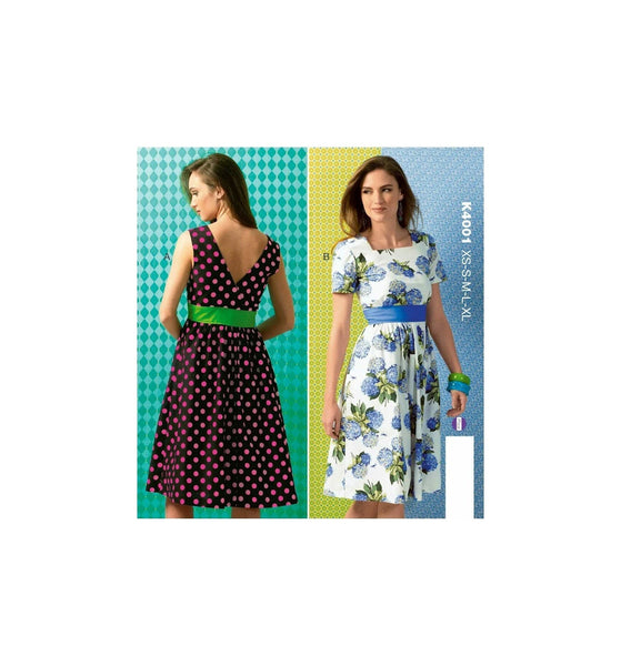 Kwik Sew 4001 Sleeveless or Short Sleeve, Fit and Flare Dress, Uncut, Patterns Central Kwik Sew 4001 Sleeveless or Short Sleeve, Fit and Flare Dress, Uncut, Patterns Central