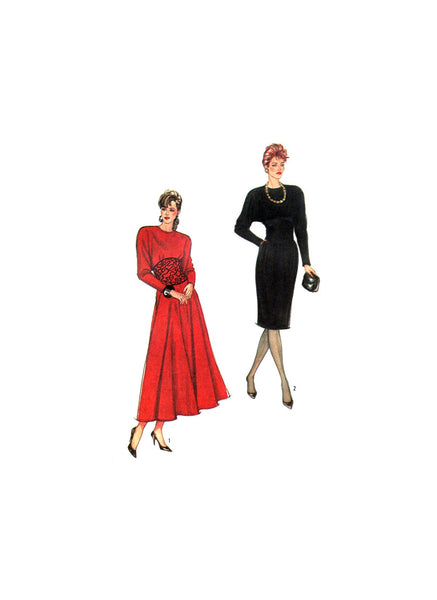Simplicity 8282 Fitted Midriff Dress with Straight or Flared Skirt, Uncut, Factory Folded, Sewing Pattern Size 14-18