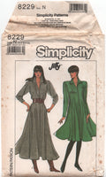 Simplicity 8229 Princess Seam, Loose Fitting Dress in Two Lengths, Uncut, Factory Folded, Sewing Pattern Size 10-14