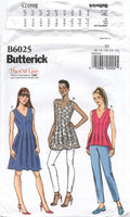 Butterick 6025 Pleated Top, Tunic and Dress in Two Lengths, Uncut, Factory Folded Sewing Pattern Multi Size 8-16 or 16-24