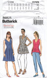Butterick 6025 Pleated Top, Tunic and Dress in Two Lengths, Uncut, Factory Folded Sewing Pattern Multi Size 8-16 or 16-24