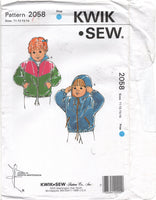Kwik Sew 2058 Toddlers' Loose Fitting Jackets with Optional Hood, Uncut, Factory Folded Sewing Pattern Multi Size T1-T4