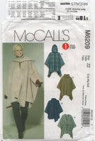 McCall's 6209 Oversized Ponchos with Optional Hood and Belt, Uncut, Factory Folded, Sewing Pattern Multi Plus Size 16-26