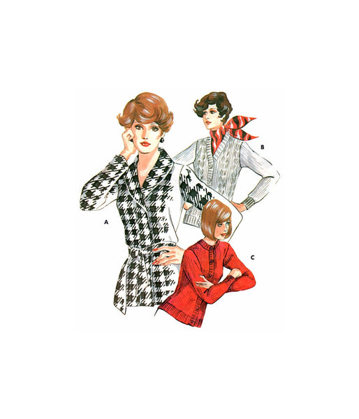 Kwik Sew 504 Long Sleeved Cardigan in Three Variations, Uncut, Factory Folded, Sewing Pattern Multi Size 32.5-45