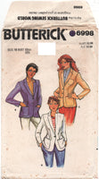 Butterick 6998 Notched Collar, Single Breasted Blazer, Uncut, Factory Folded, Sewing Pattern Size 10 Bust 32.5