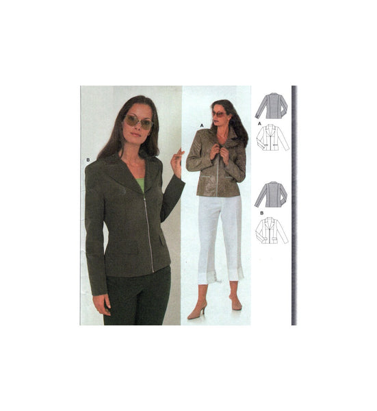 Burda 8819 Close Fitting, Zipper Front Leather Jacket, Uncut, Factory Folded Sewing Pattern Multi Size 10-20