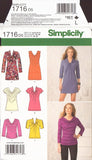 Vogue 1716 Sewing Pattern, Mini-Dress, Top, Tunic, Size 4-12, Uncut, Factory Folded