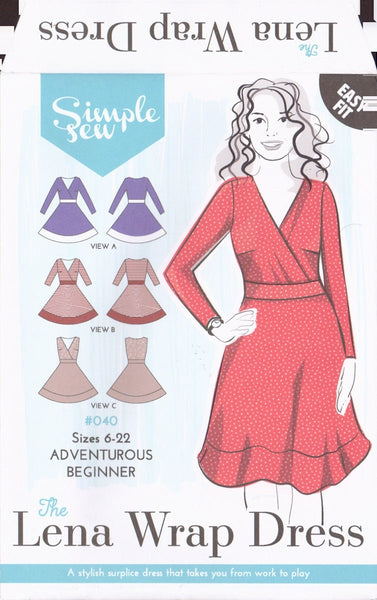 Simple Sew 040 Sewing Pattern, Lena Wrap Dress, Size UK 6-22, Uncut, Factory Folded