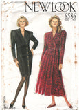 New Look 6586 Single or Double Breasted Dress with Pleated or Fitted Skirt, Uncut, Factory Folded Sewing Pattern Size 8-18