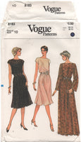 Vogue 8183 Bateau Neckline Dress in Two Lengths and Slip, Uncut, Factory Folded, Sewing Pattern Size 10