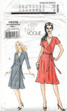 Vogue 8379 Softly Pleated Wrap Dress with Sleeve Variations, Uncut, Factory Folded Sewing Pattern Size 16-22