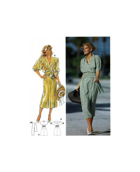 Burda 5069 Mock Wrap, Dolman Sleeve Dress with Sash, Uncut, Factory Folded Sewing Pattern Multi Size 10-20