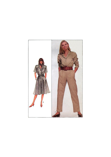 Simplicity 8429 Front Button Closing Dress and Jumpsuit, Uncut, Factory Folded Sewing Pattern Size 10-14