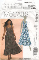 McCall's 5843 Empire Waist Maxi Dress with Gathered Skirt, Uncut, Factory Folded Sewing Pattern Multi Size 12-20