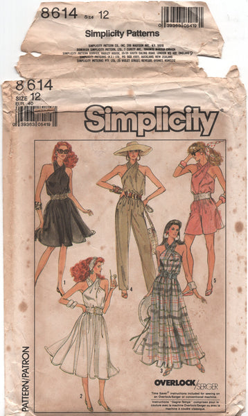 Simplicity 8641 Halter Neckline Dress in Two Lengths, Jumpsuit and Rom Patterns Central Simplicity 8641 Halter Neckline Dress in Two Lengths, Jumpsuit and Rom Patterns Central
