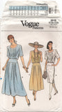 Vogue 9910 Sleeveless or Short Sleeve Blouson Bodice Dress with Straight or Flared Skirt, Uncut, Factory Folded Sewing Pattern Size 8-12