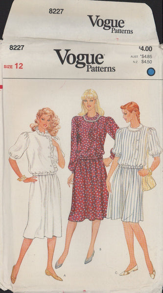 Vogue 8227 Sewing Pattern, Top and Skirt, Size 12, Uncut, Factory Folded