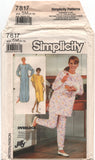 Simplicity 7817 Women's Sleepwear: Nightgown in Two Lengths and Pajamas, Part Cut, Complete Sewing Pattern Size 10-12