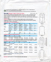 Kwik Sew 4196 Wrap Coat with Belt and Vest, Uncut, Factory Folded, Sewing Pattern Multi Size 31.5-45
