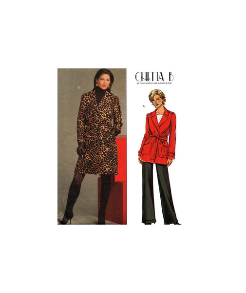 Butterick 5255 Chetta B Lined, Wrap Coat in Two Lengths and Belt, Uncut, Factory Folded, Sewing Pattern Size 8-14
