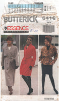 Butterick 6416 Essence Collection Double Breasted Coat or Jacket and Skirt, Uncut, Factory Folded, Sewing Pattern Size 6-10
