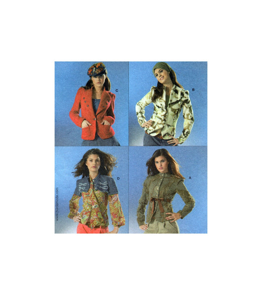 Burda 7994 Jacket with Style and Trim Variations, Uncut, Factory Folded, Sewing Pattern Multi Size 6-18