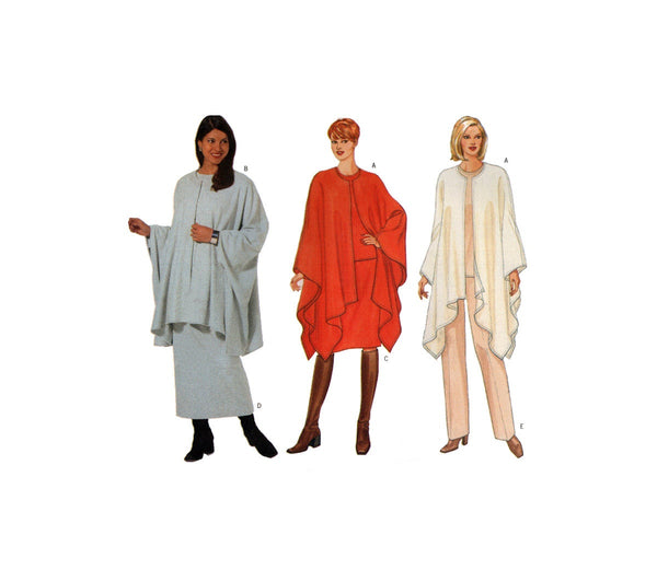 Butterick 6309 Oversized Draped Cape, Top, Tunic, Skirt and Pants, Uncut, Factory Folded, Sewing Pattern Size 8-12