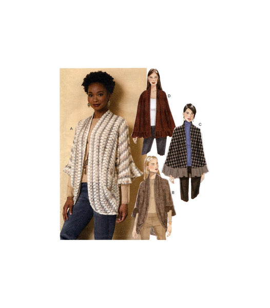 Butterick 6393 Open Front Poncho or Dolman Sleeve Wrap, Uncut, Factory Folded, Sewing Pattern Multi Size 16-26