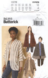 Butterick 6393 Open Front Poncho or Dolman Sleeve Wrap, Uncut, Factory Folded, Sewing Pattern Multi Size 16-26