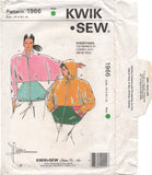 Kwik Sew 1966 Oversized, Dolman Sleeve Jacket with Hood or Stand Up Collar, Uncut, Factory Folded, Sewing Pattern Multi Size XS-XL
