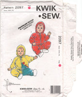 Kwik Sew 2097 Baby's Drawstring Hooded Jacket and Pants, Uncut, Factory Folded Sewing Pattern Multi Size S-XL