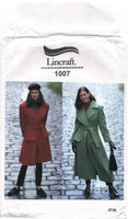 Lincraft 1007 Long or Short Winter Coat with Tie Belt, Uncut, Factory Folded, Sewing Pattern Multi Size 8-18