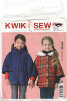 Kwik Sew 4130 Dolman Sleeve Jacket with Optional Hood and Trim Variations, Uncut, Factory Folded, Sewing Pattern Multi Size 3-10