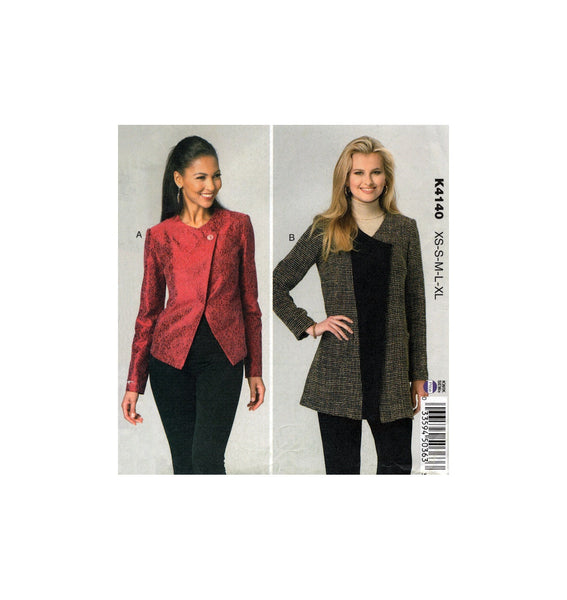 Kwik Sew 4140 Angled Front Edge Jacket in Two Lengths, Uncut, Factory Folded, Sewing Pattern Multi Size 31.5-45
