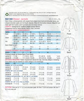 Kwik Sew 4140 Angled Front Edge Jacket in Two Lengths, Uncut, Factory Folded, Sewing Pattern Multi Size 31.5-45