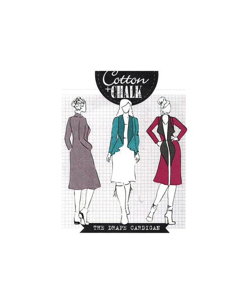 Cotton and Chalk 12 Draped Cardigan in Two Lengths, Uncut, Factory Folded, Sewing Pattern Multi Size 4-18