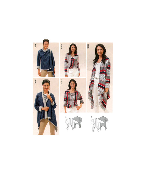 Burda 6667 Draped Jacket in Two Lengths, Uncut, Factory Folded, Sewing Pattern Multi Size 8-18
