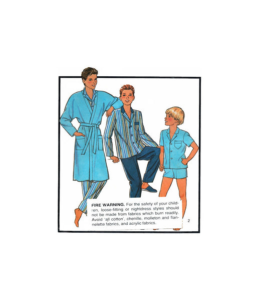 Style 4828 Child's Pajamas in Two Lengths and Dressing Gown/Robe, Uncut, Factory Folded Sewing Pattern Size 7-12