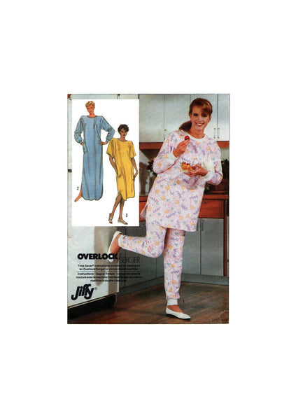 Simplicity 7817 Women's Sleepwear: Nightgown in Two Lengths and Pajamas, Part Cut, Complete Sewing Pattern Size 10-12