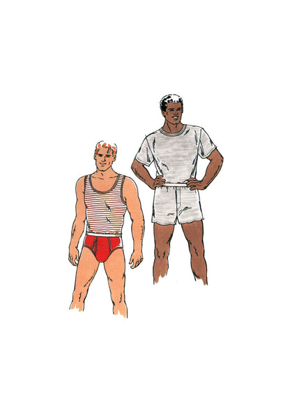 Kwik Sew 2334 Men's Underwear: Boxers, Briefs, Tank Top  and T-Shirt, Uncut, Factory Folded Sewing Pattern Multi Size 34-52