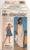 Simplicity 8681 Loose Fitting Dress or Nightgown in Two Lengths, Uncut, Factory Folded Sewing Pattern Size 14-16
