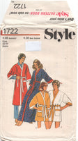 Style 1722 Robe in Two Lengths, Sewing Pattern Size 34-36 (cut complete) or 42-44 (uc/ff)