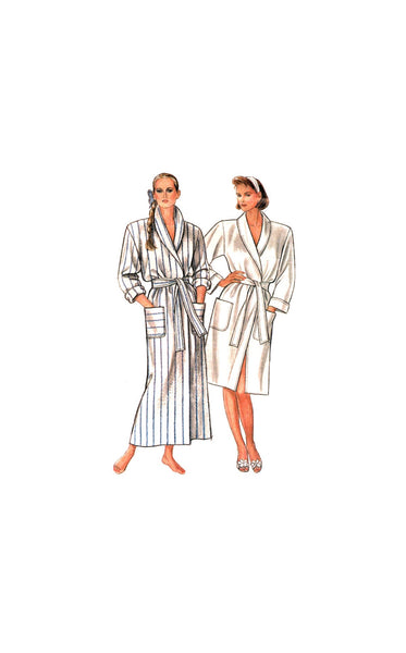 New Look 6907 Shawl Collar Wrap Robe or Dressing Gown in Two Lengths and Tie Belt, Cut, Complete Sewing Pattern Size 8-14